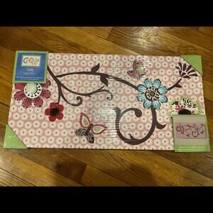 CoCaLo Baby Taffy Canvas Wall Art with 3D Flower Pink 24” x 12”